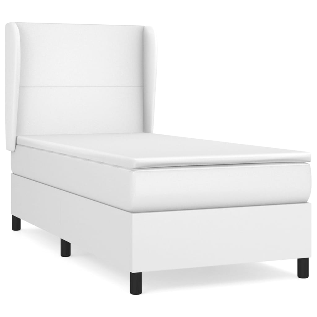 vidaXL Cama box spring con colchón cuero sintético blanco 100x200 cm