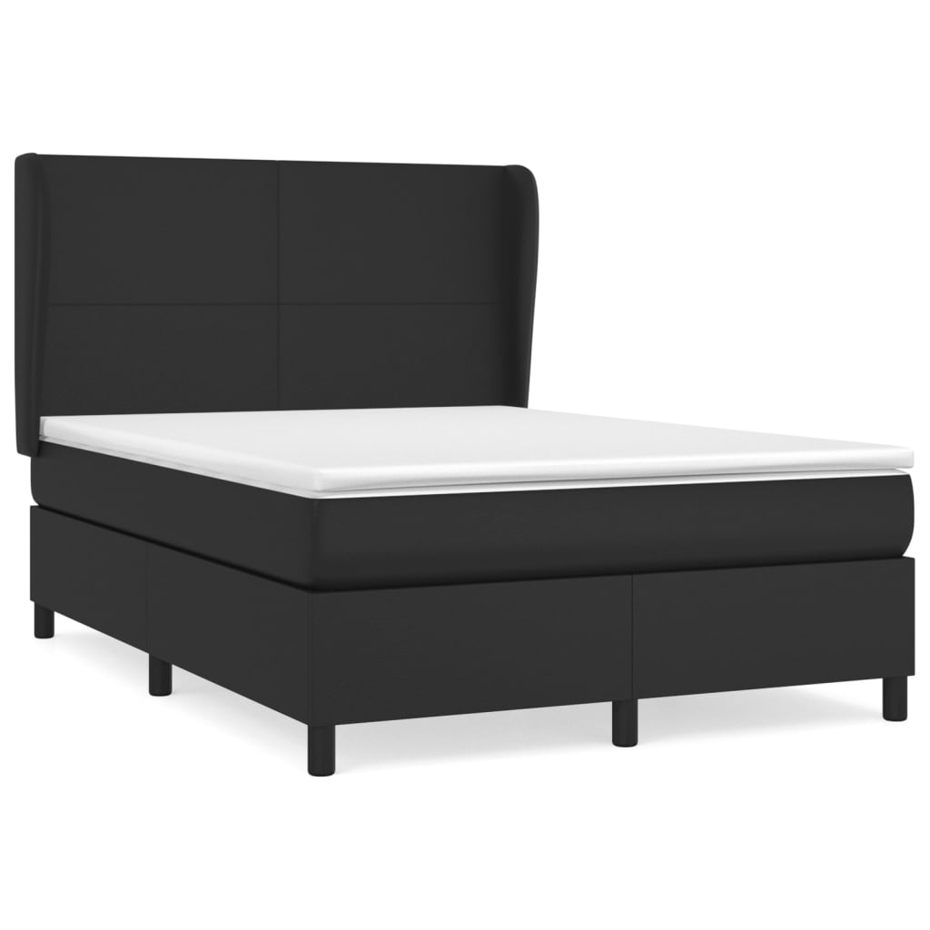 vidaXL Cama box spring con colchón cuero sintético negro 140x190 cm