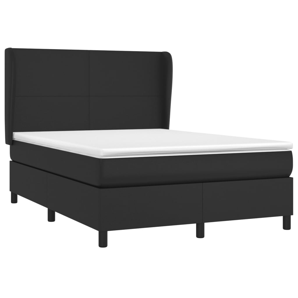 vidaXL Cama box spring con colchón cuero sintético negro 140x190 cm