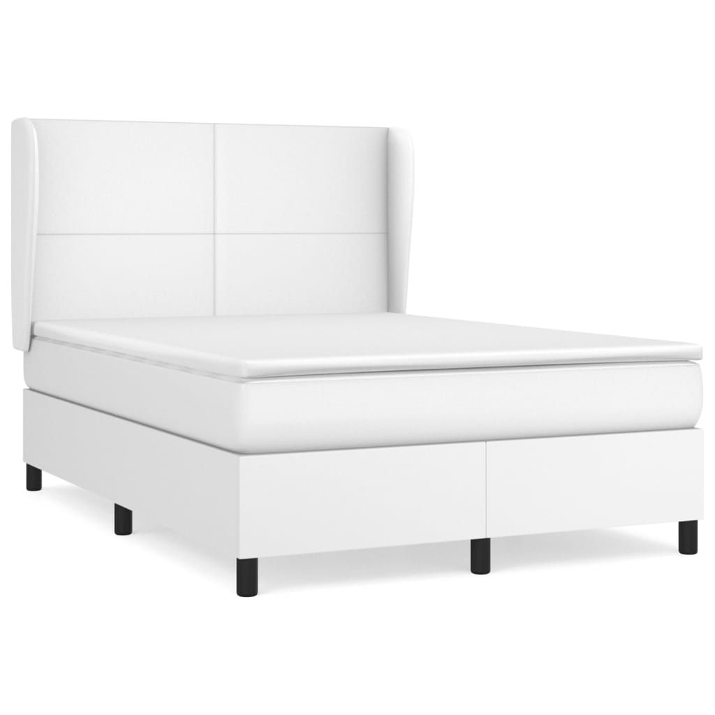 vidaXL Cama box spring con colchón cuero sintético blanco 140x200cm