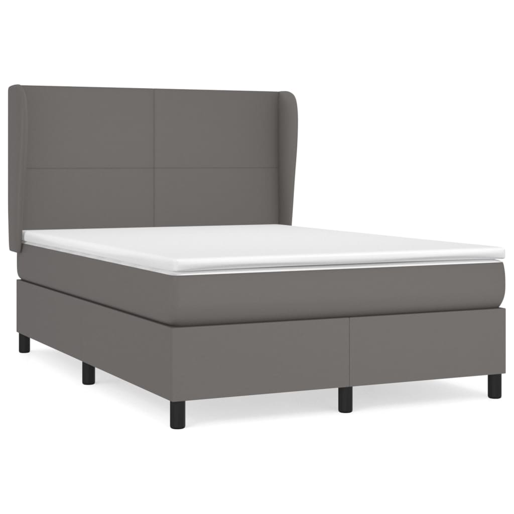 vidaXL Cama box spring con colchón cuero sintético gris 140x200 cm