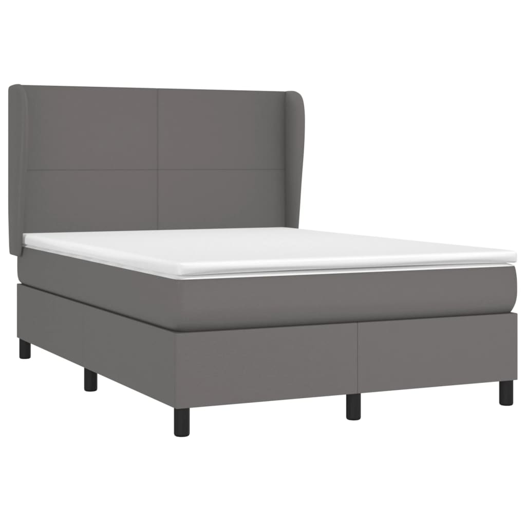 vidaXL Cama box spring con colchón cuero sintético gris 140x200 cm