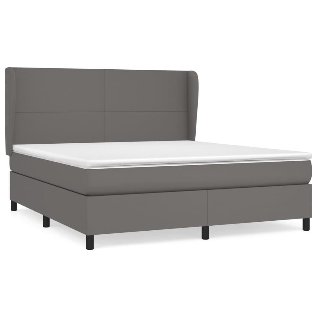 vidaXL Cama box spring con colchón cuero sintético gris 160x200 cm