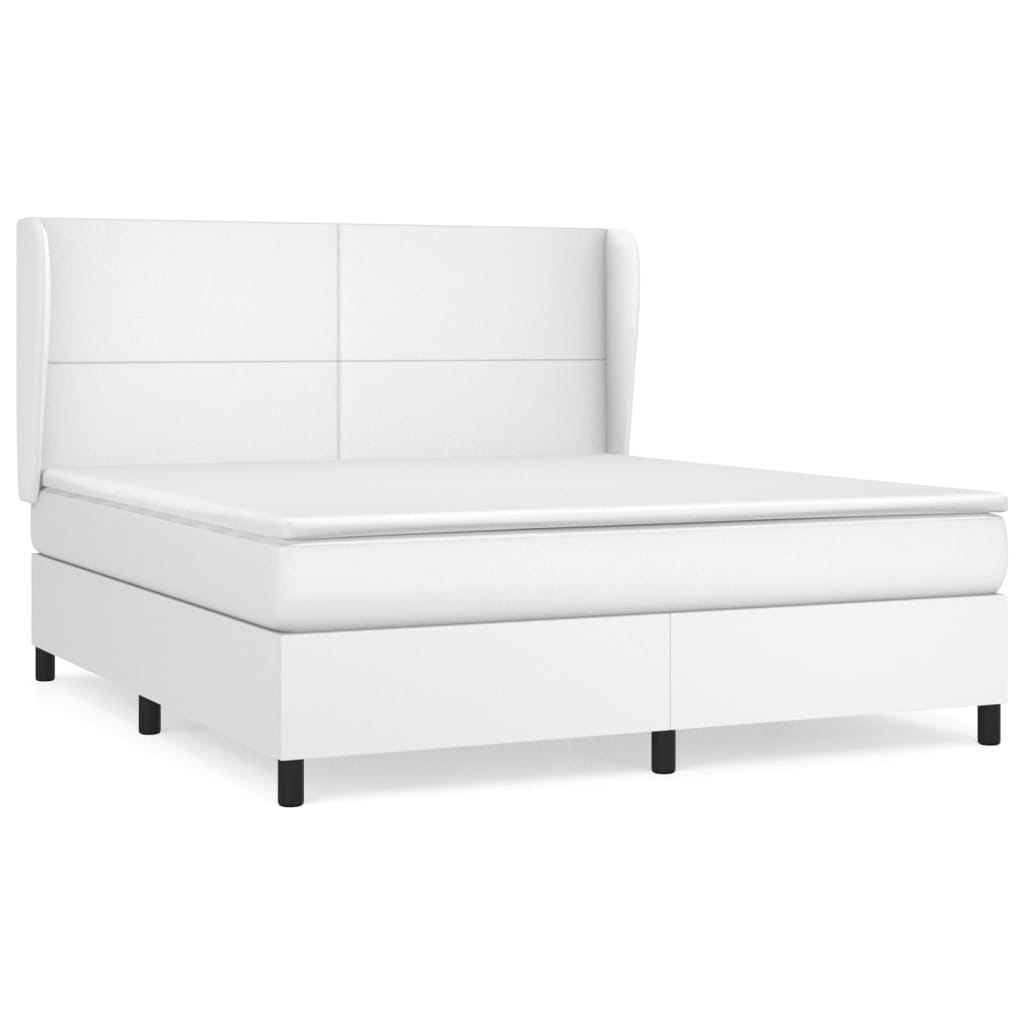 vidaXL Cama box spring con colchón cuero sintético blanco 180x200 cm