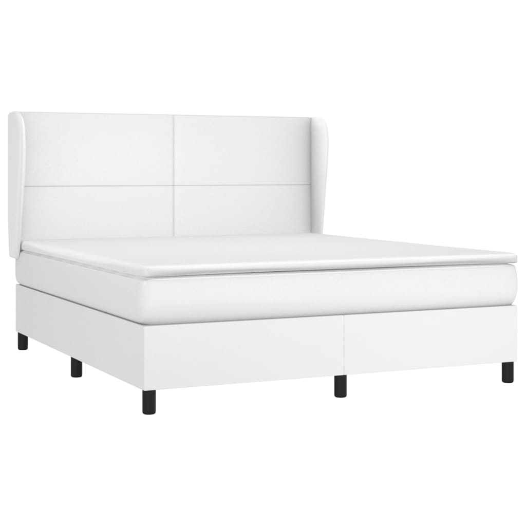 vidaXL Cama box spring con colchón cuero sintético blanco 180x200 cm