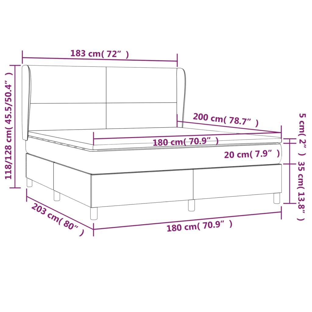 vidaXL Cama box spring con colchón cuero sintético blanco 180x200 cm