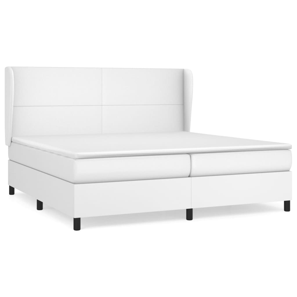 vidaXL Cama box spring con colchón cuero sintético blanco 200x200 cm