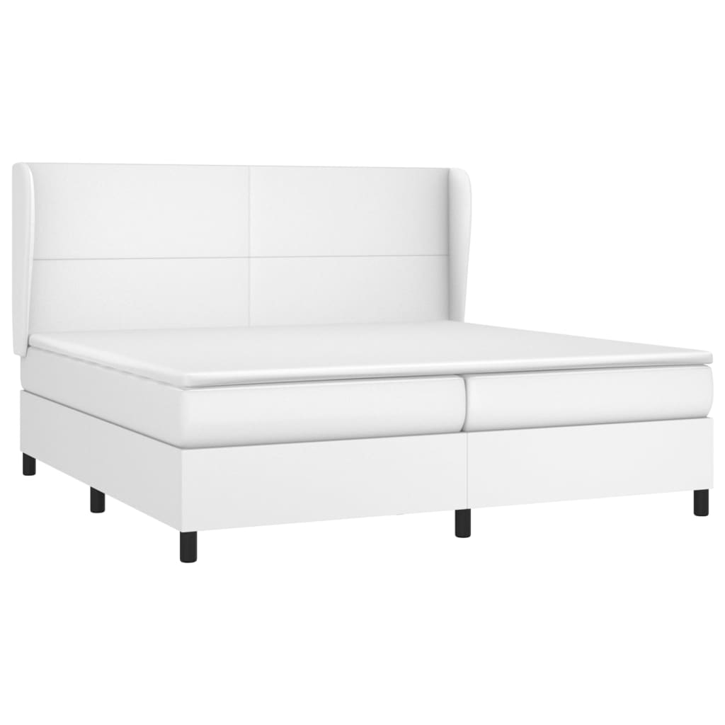 vidaXL Cama box spring con colchón cuero sintético blanco 200x200 cm