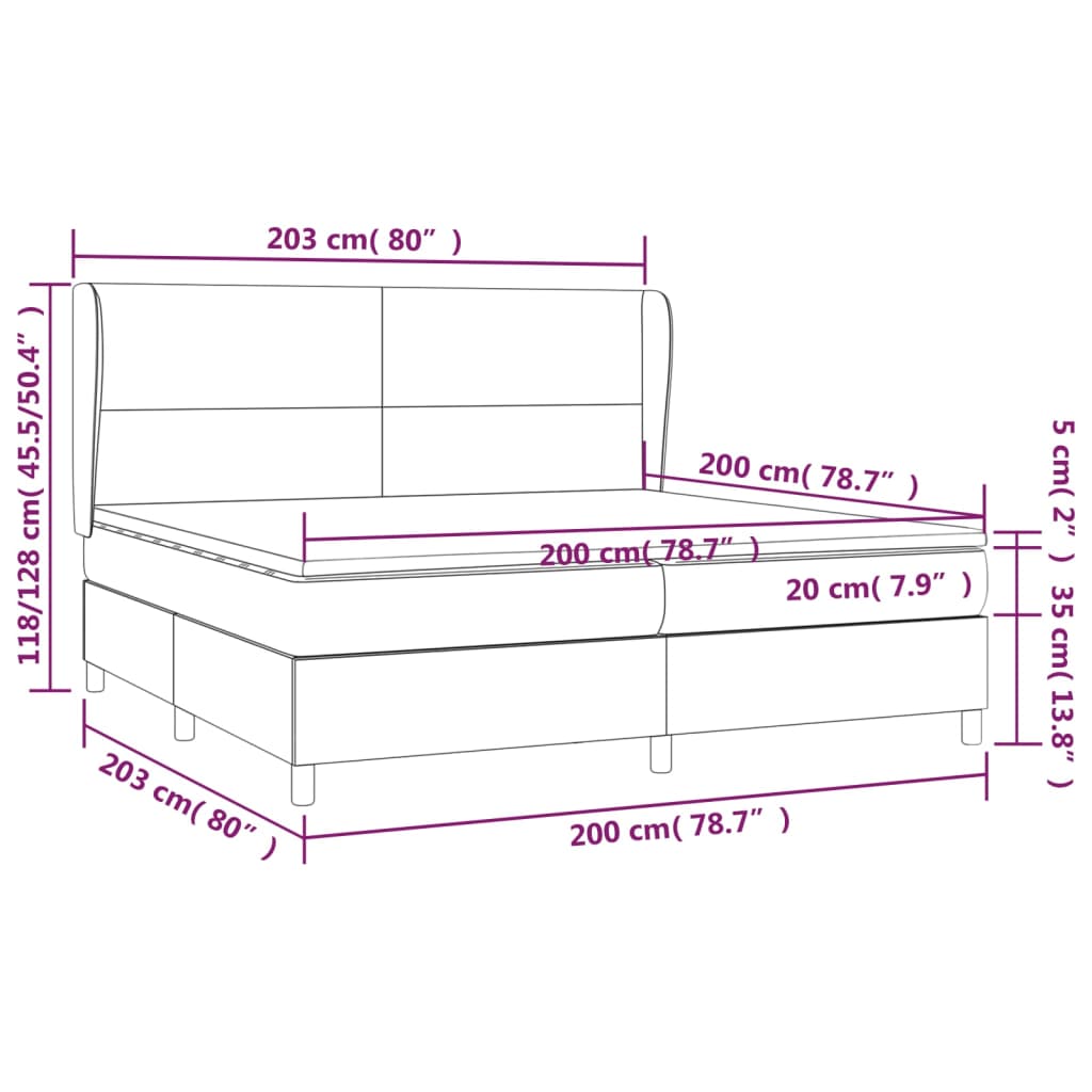 vidaXL Cama box spring con colchón cuero sintético blanco 200x200 cm