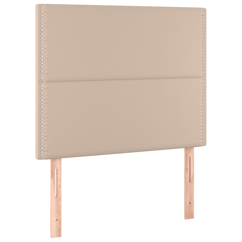 vidaXL Cama box spring con colchón cuero sintético capuchino 90x190 cm