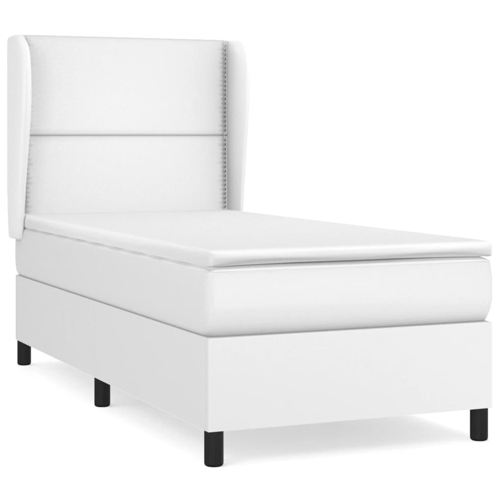 vidaXL Cama box spring con colchón cuero sintético blanco 100x200 cm