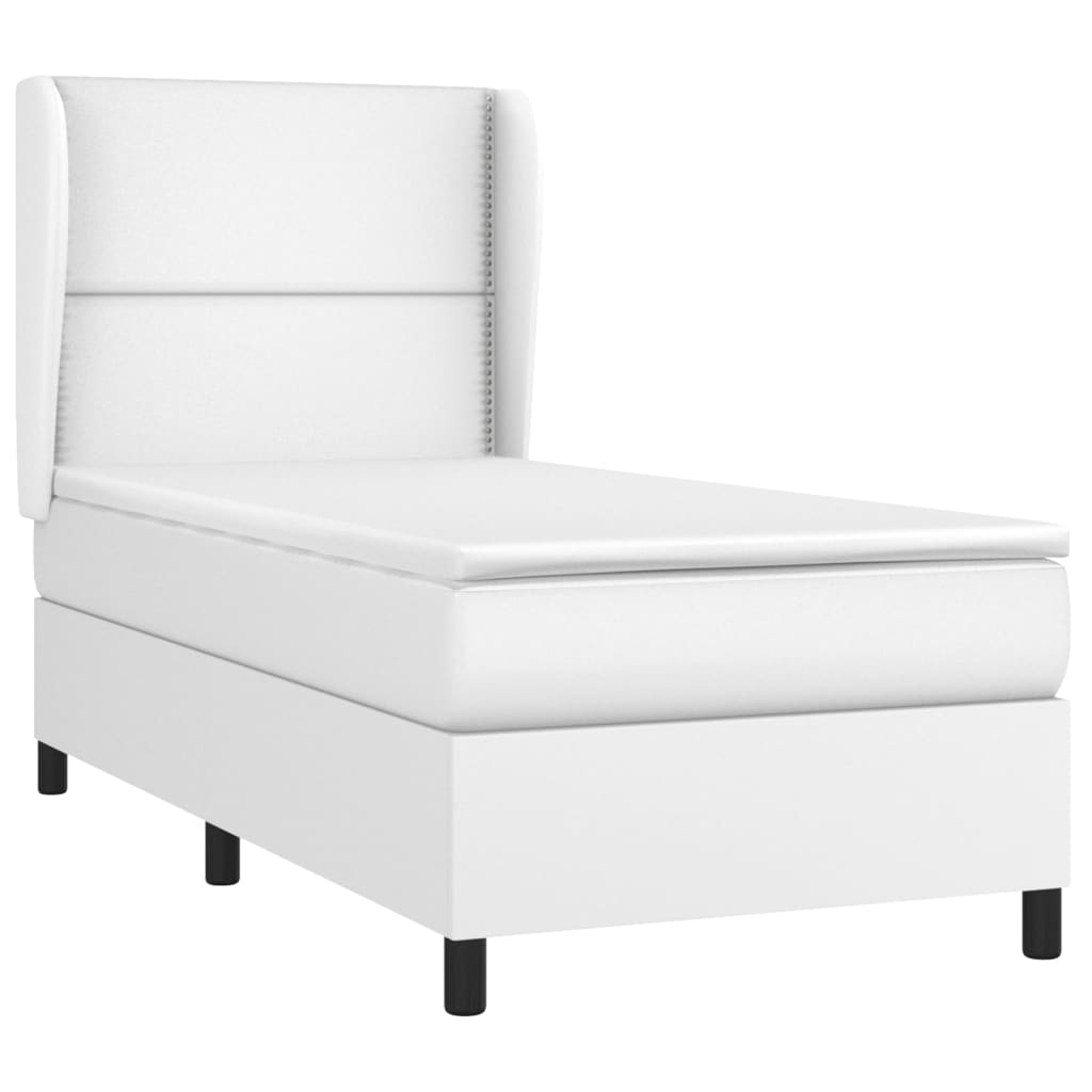 vidaXL Cama box spring con colchón cuero sintético blanco 100x200 cm