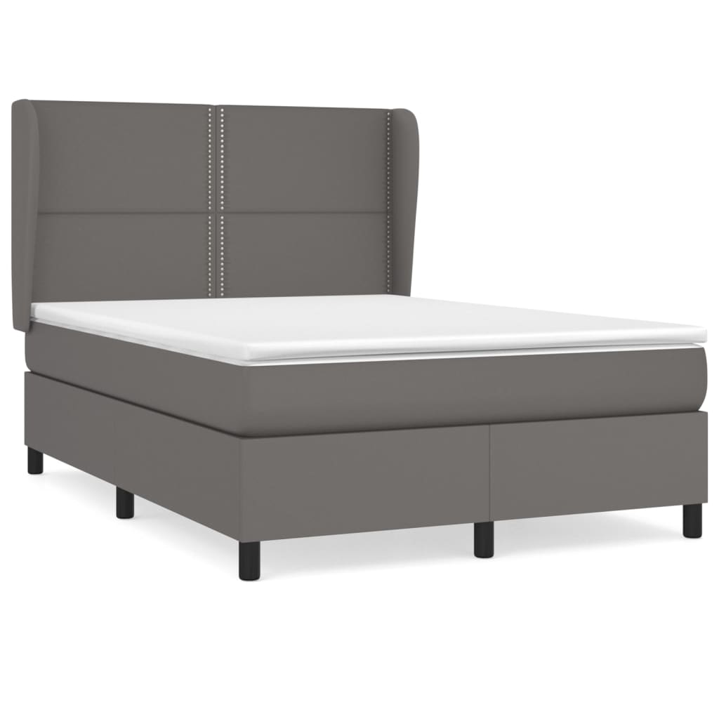 vidaXL Cama box spring con colchón cuero sintético gris 140x200 cm