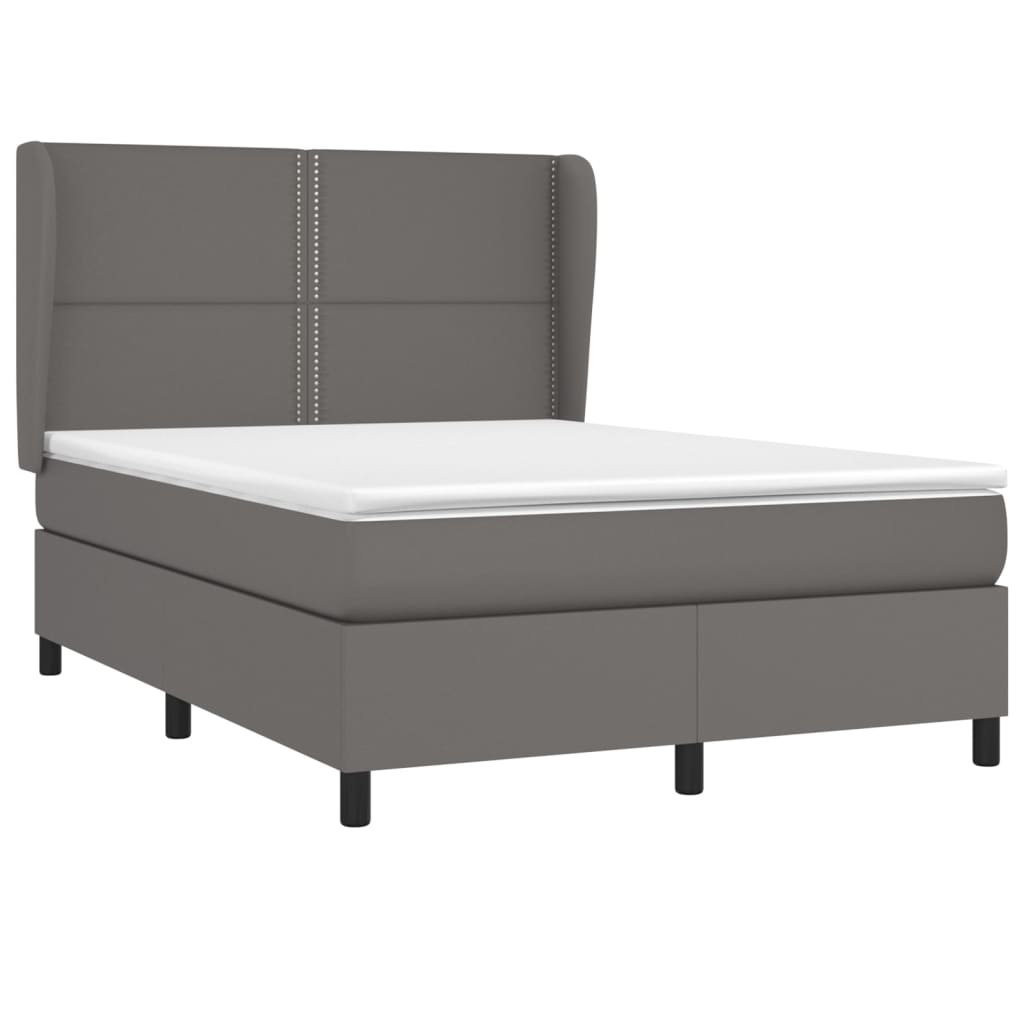 vidaXL Cama box spring con colchón cuero sintético gris 140x200 cm