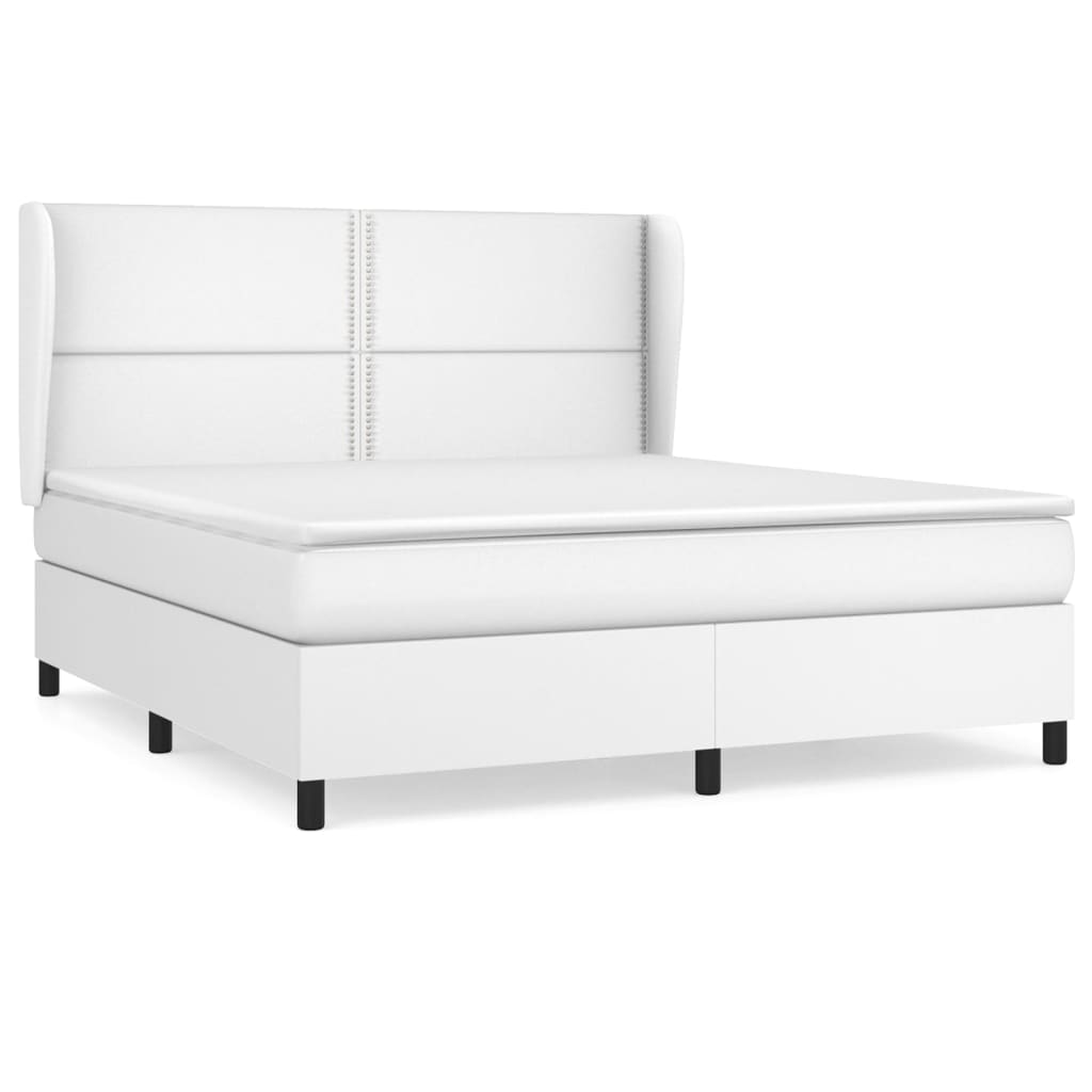 vidaXL Cama box spring con colchón cuero sintético blanco 180x200 cm