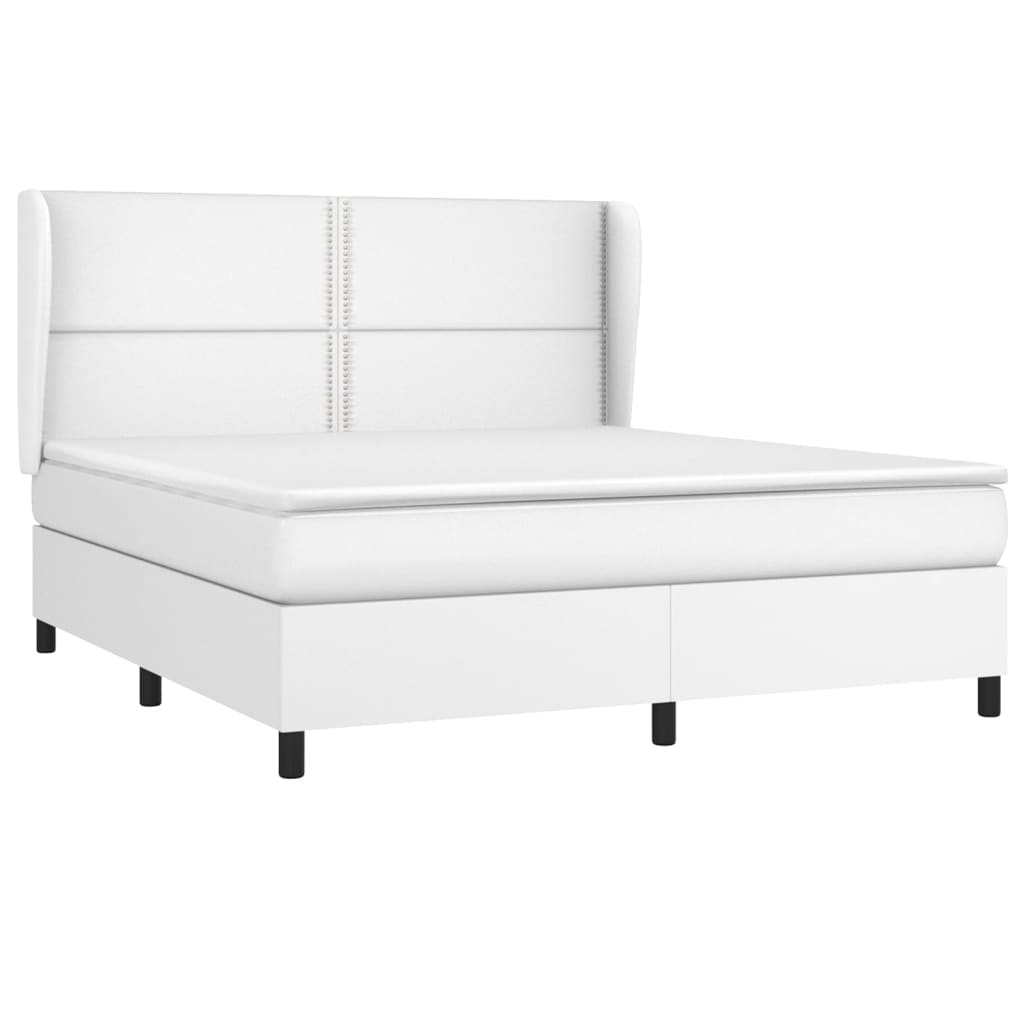 vidaXL Cama box spring con colchón cuero sintético blanco 180x200 cm