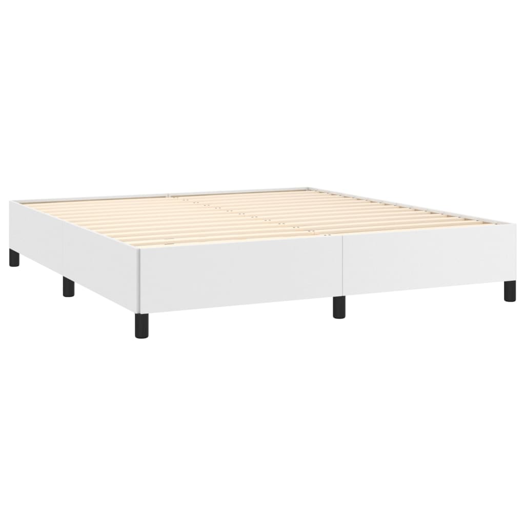 vidaXL Cama box spring con colchón cuero sintético blanco 180x200 cm