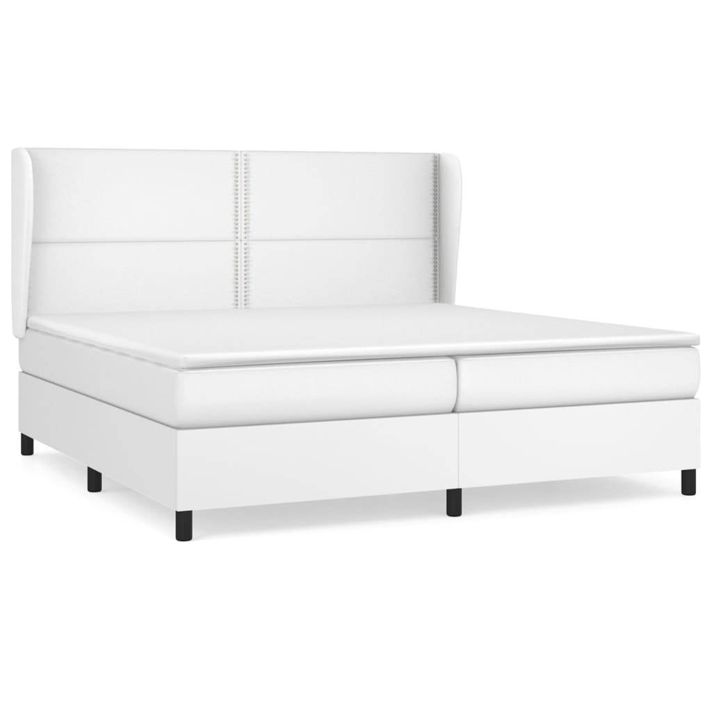 vidaXL Cama box spring con colchón cuero sintético blanco 200x200 cm