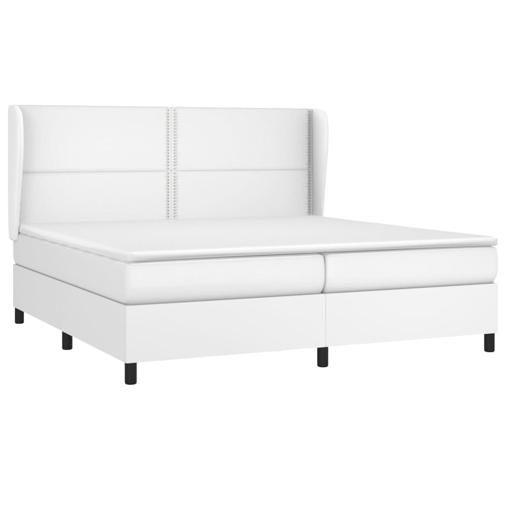 vidaXL Cama box spring con colchón cuero sintético blanco 200x200 cm