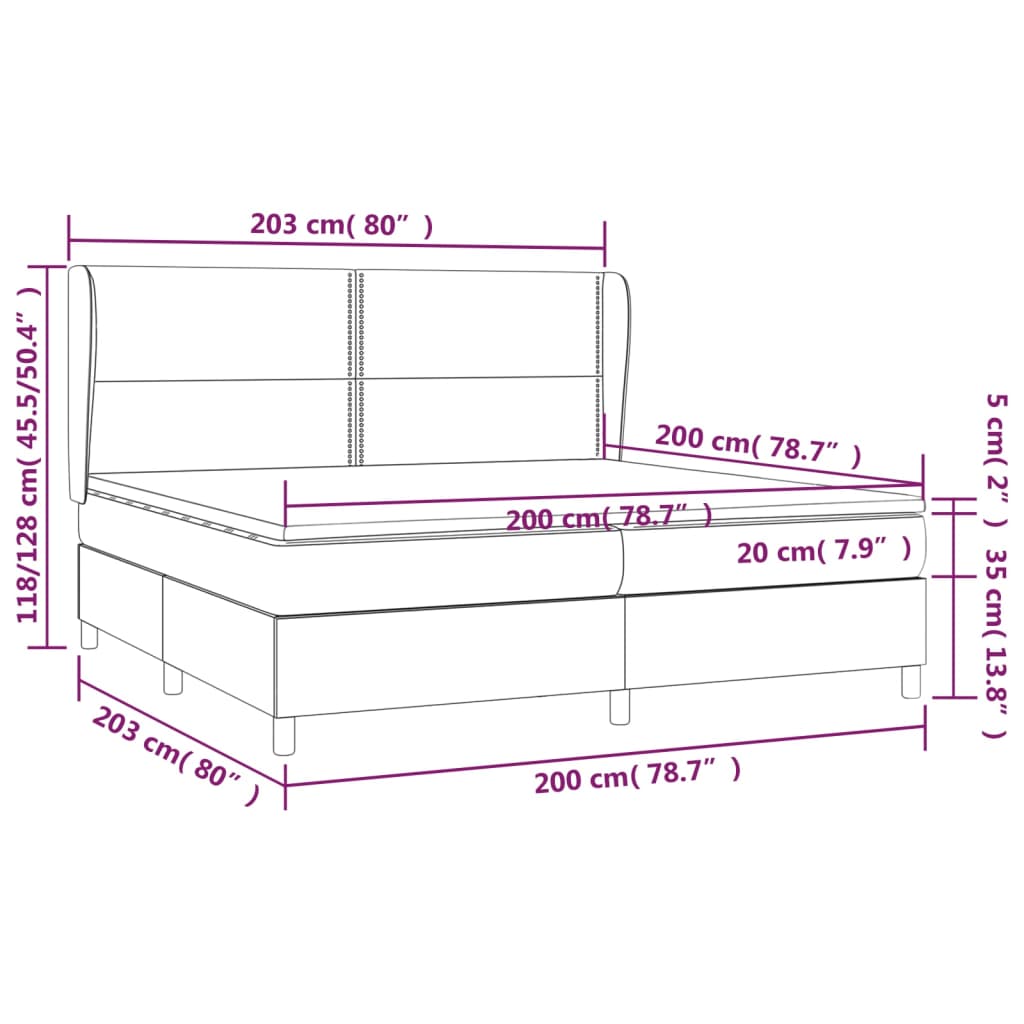 vidaXL Cama box spring con colchón cuero sintético blanco 200x200 cm