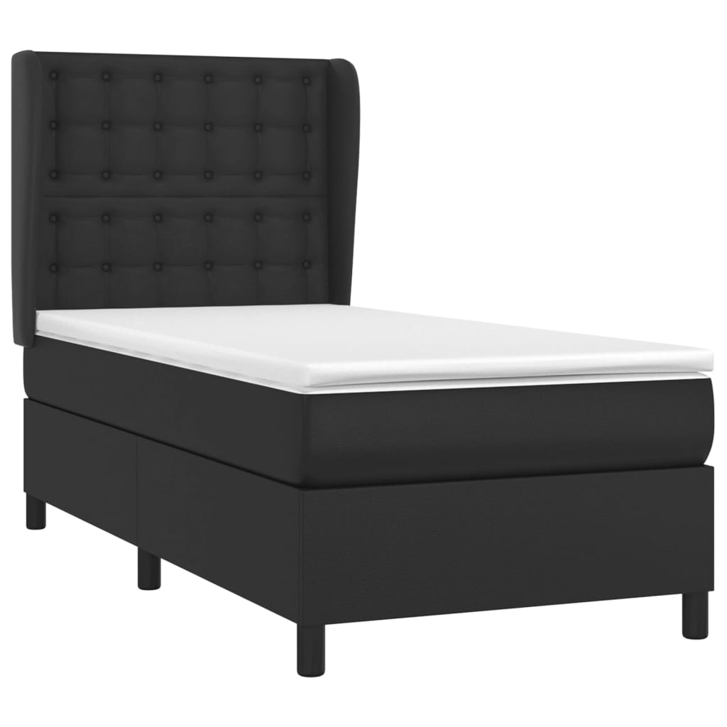 vidaXL Cama box spring con colchón cuero sintético negro 80x200 cm