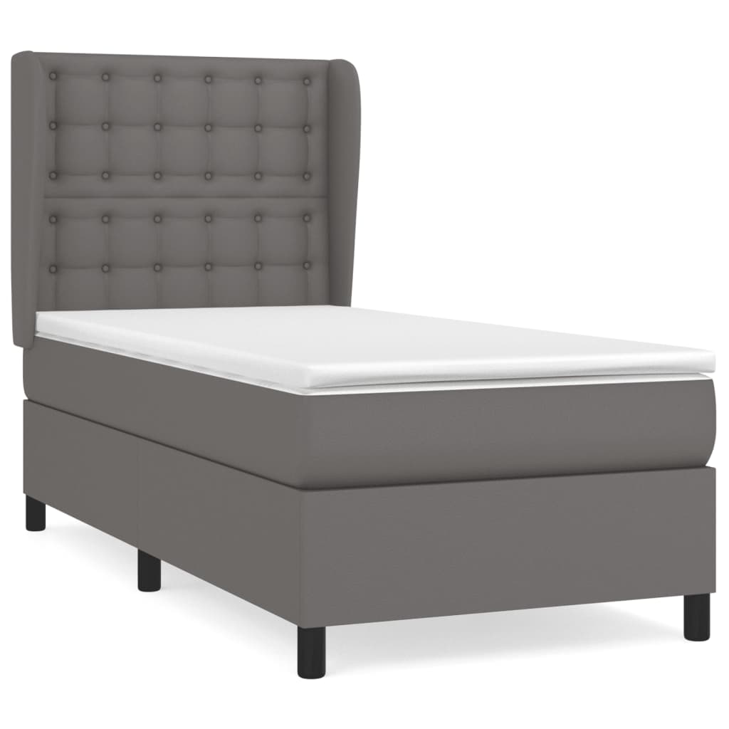 vidaXL Cama box spring con colchón cuero sintético gris 80x200 cm