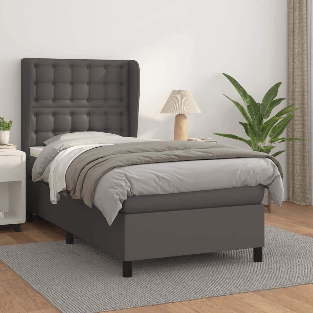 vidaXL Cama box spring con colchón cuero sintético gris 80x200 cm