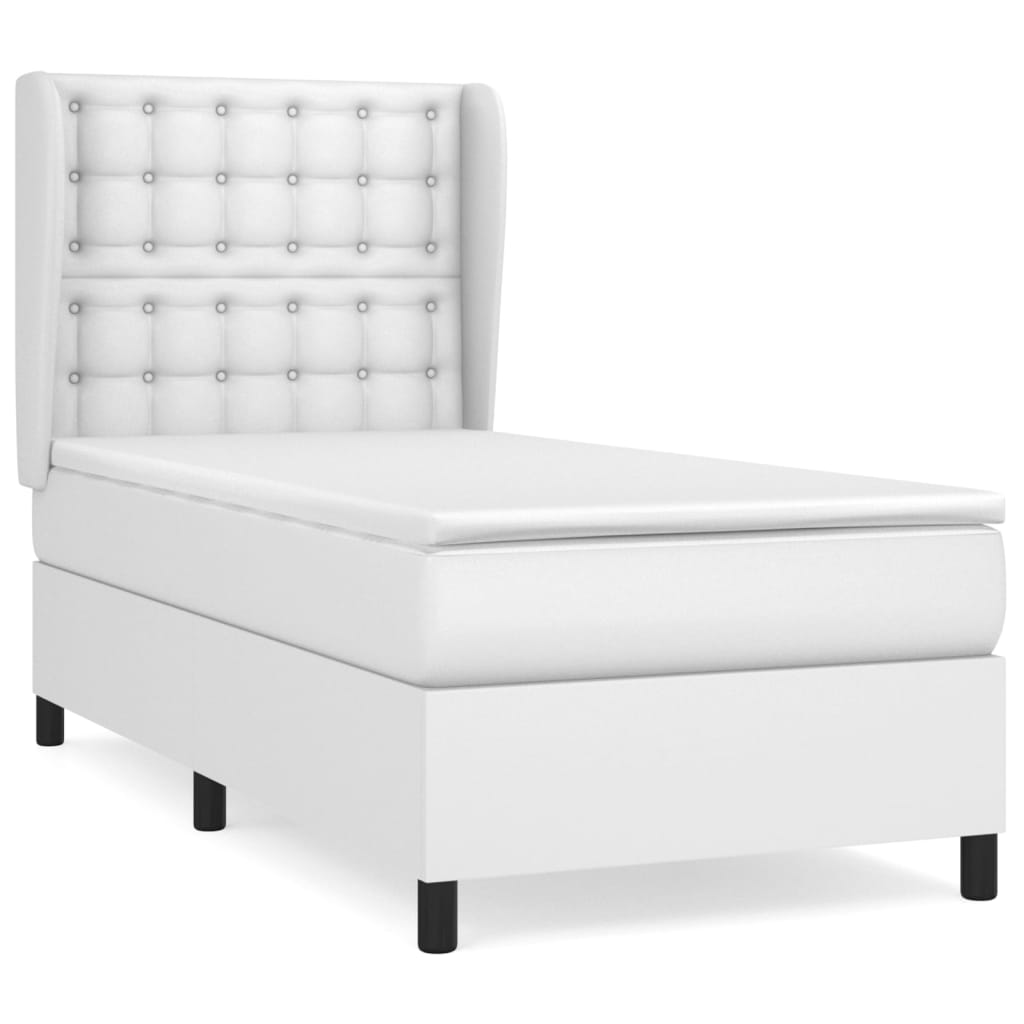 vidaXL Cama box spring con colchón cuero sintético blanco 90x190 cm