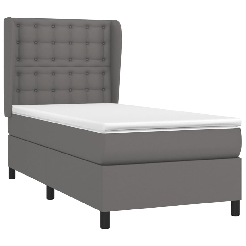 vidaXL Cama box spring con colchón cuero sintético gris 90x200 cm