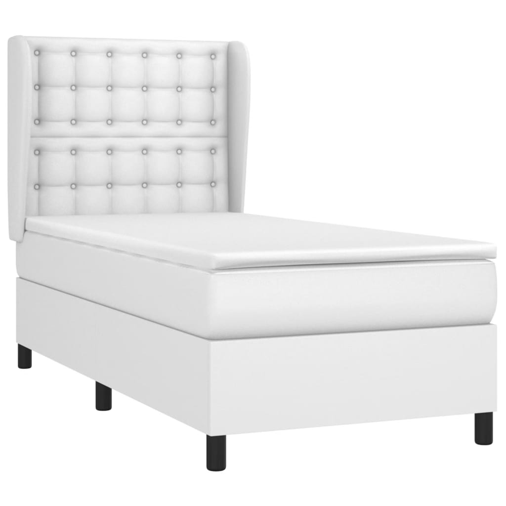 vidaXL Cama box spring con colchón cuero sintético blanco 100x200 cm