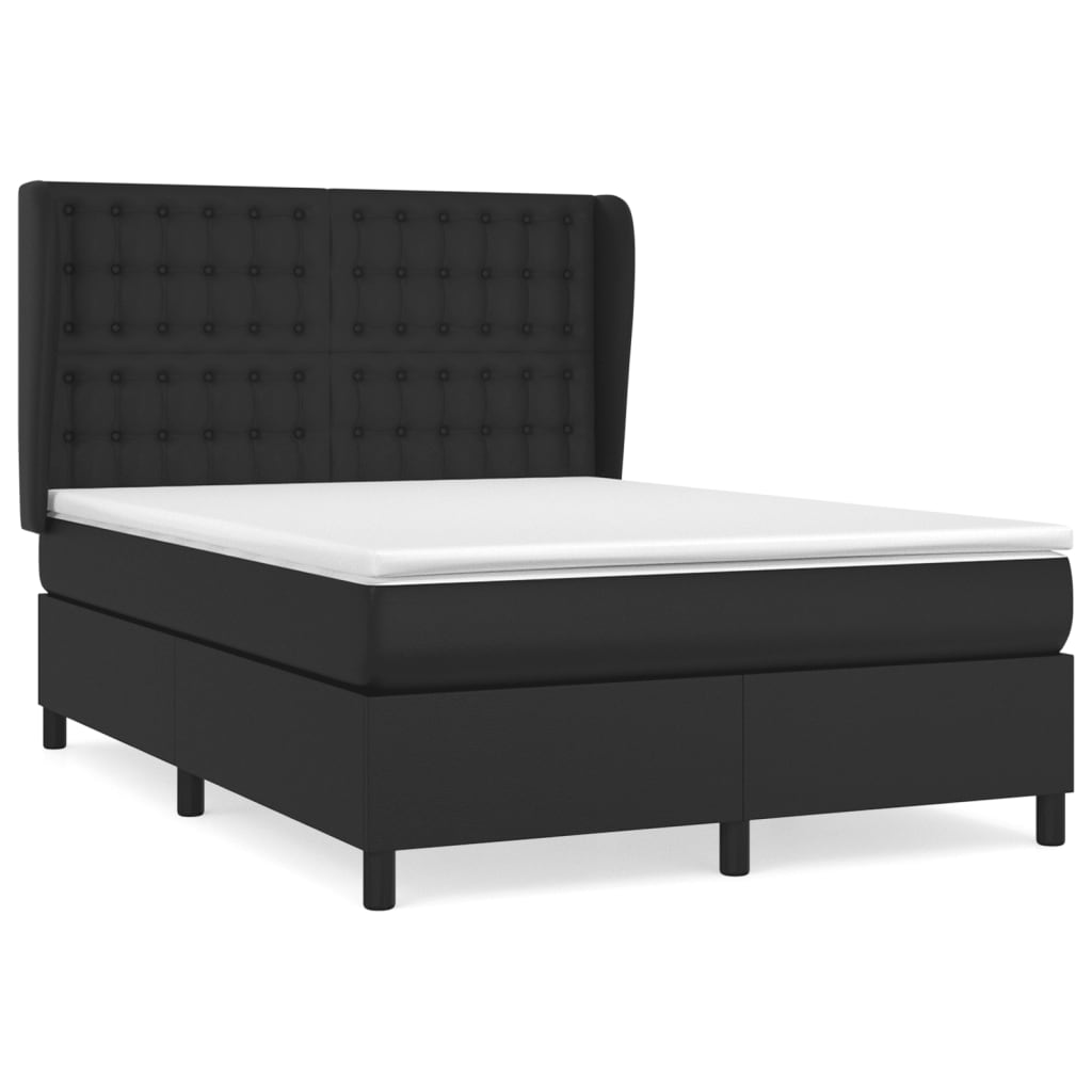 vidaXL Cama box spring con colchón cuero sintético negro 140x190 cm