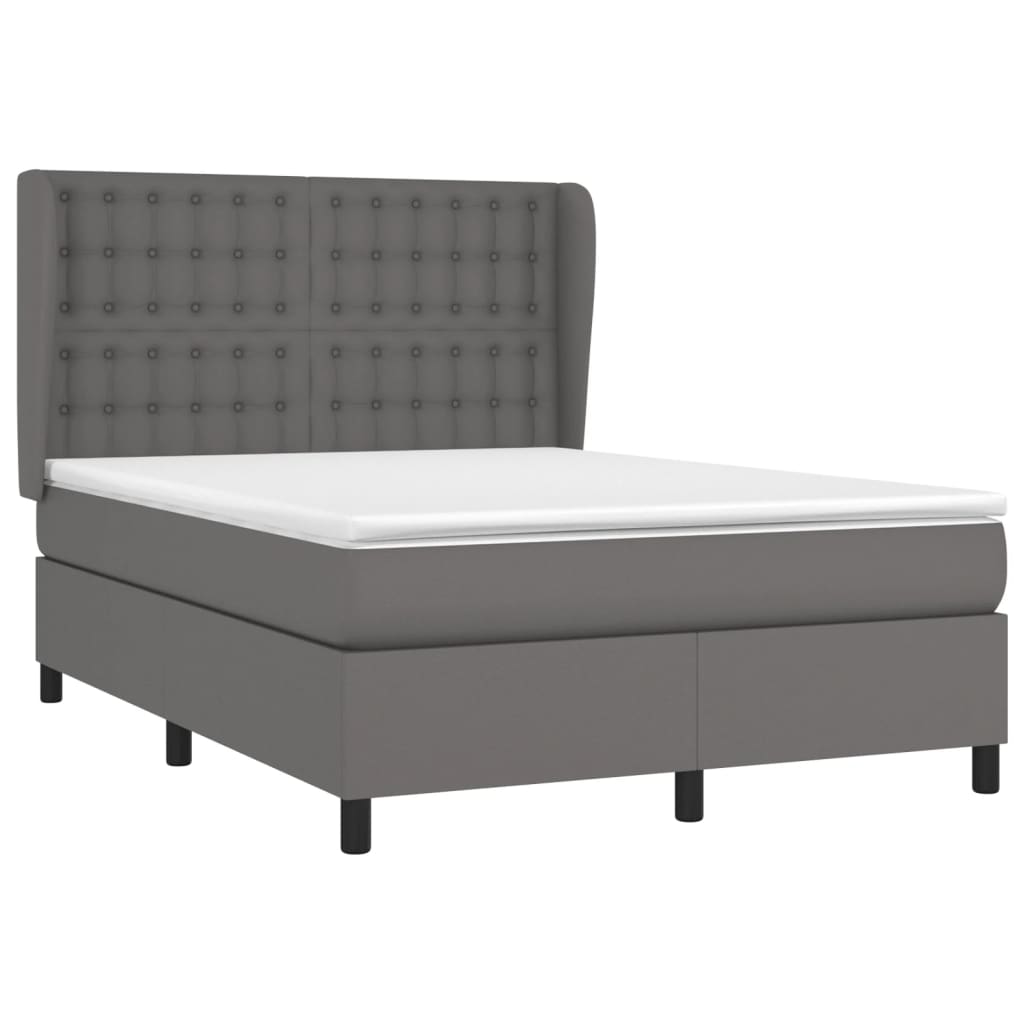 vidaXL Cama box spring con colchón cuero sintético gris 140x200 cm