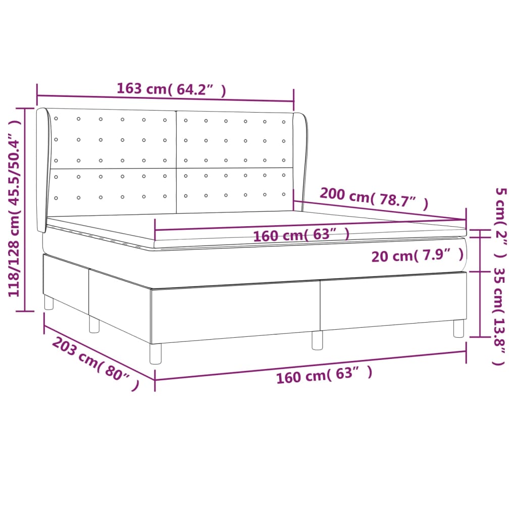 vidaXL Cama box spring con colchón cuero sintético gris 160x200 cm