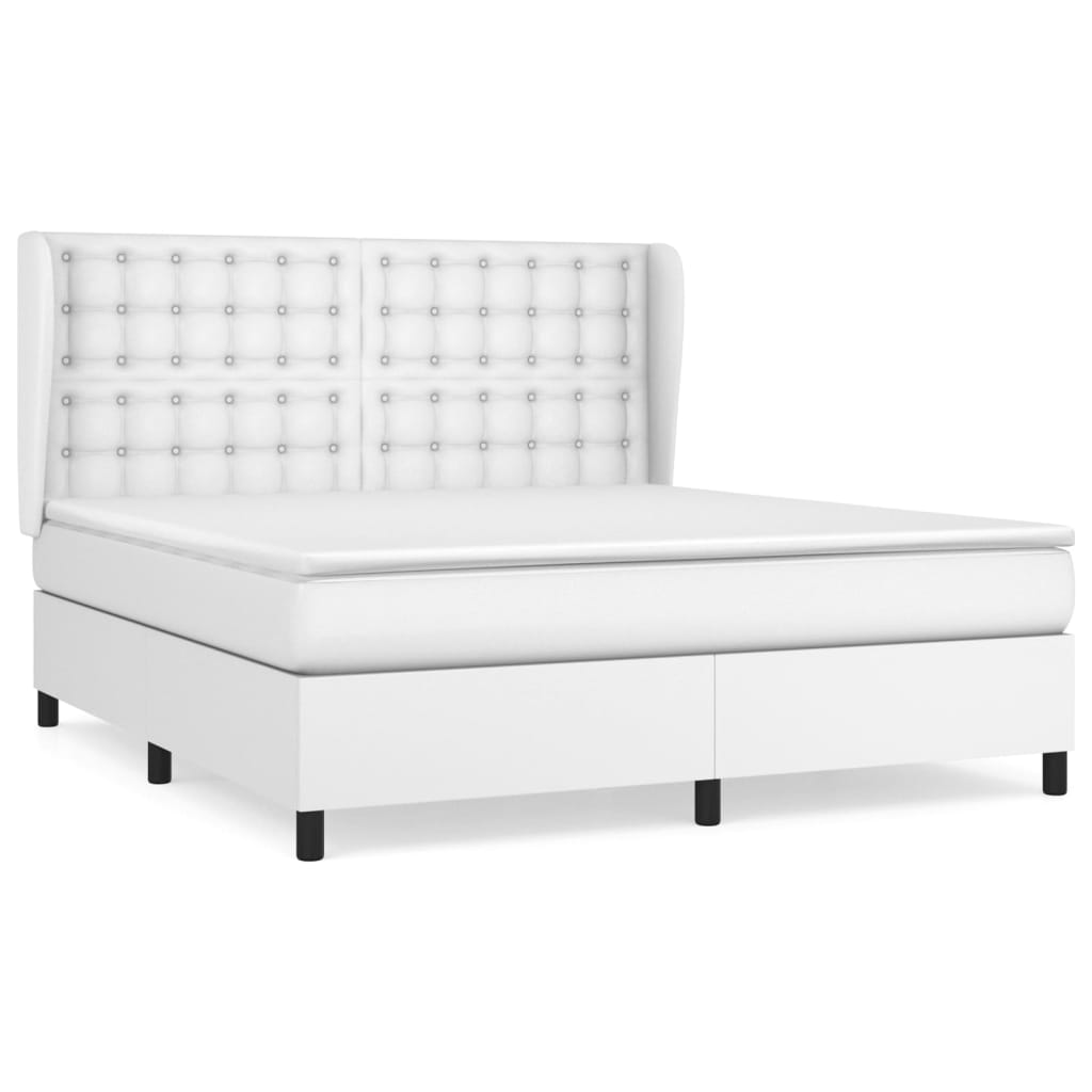 vidaXL Cama box spring con colchón cuero sintético blanco 180x200 cm