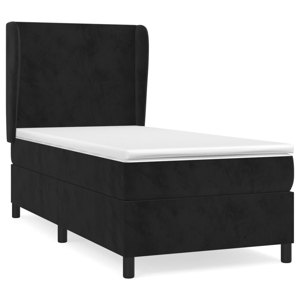 vidaXL Cama box spring con colchón terciopelo negro 80x200 cm