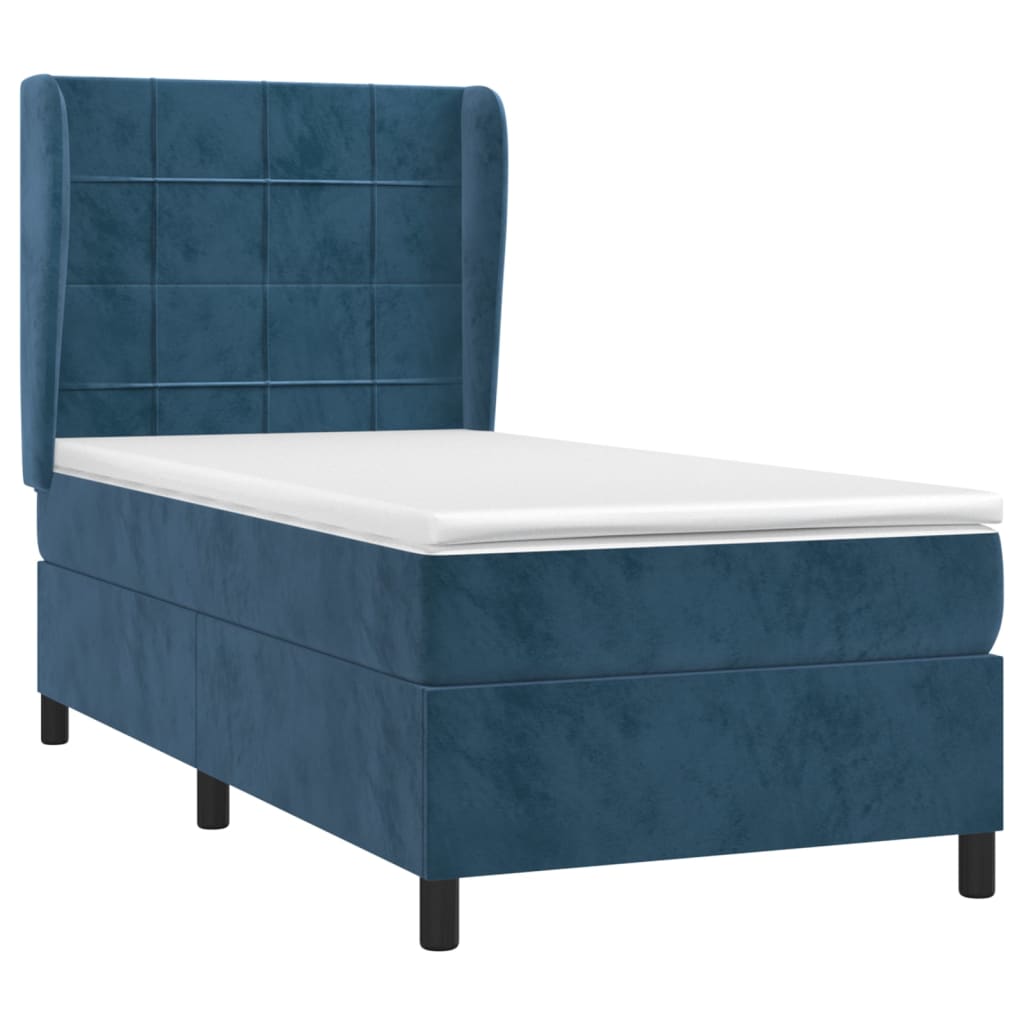 vidaXL Cama box spring con colchón terciopelo azul oscuro 100x200 cm