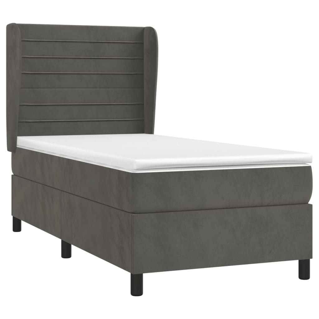 vidaXL Cama box spring con colchón terciopelo gris oscuro 100x200 cm