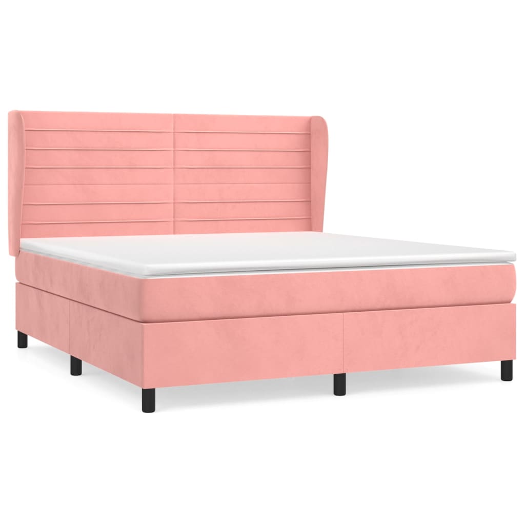 vidaXL Cama box spring con colchón terciopelo rosa 180x200 cm