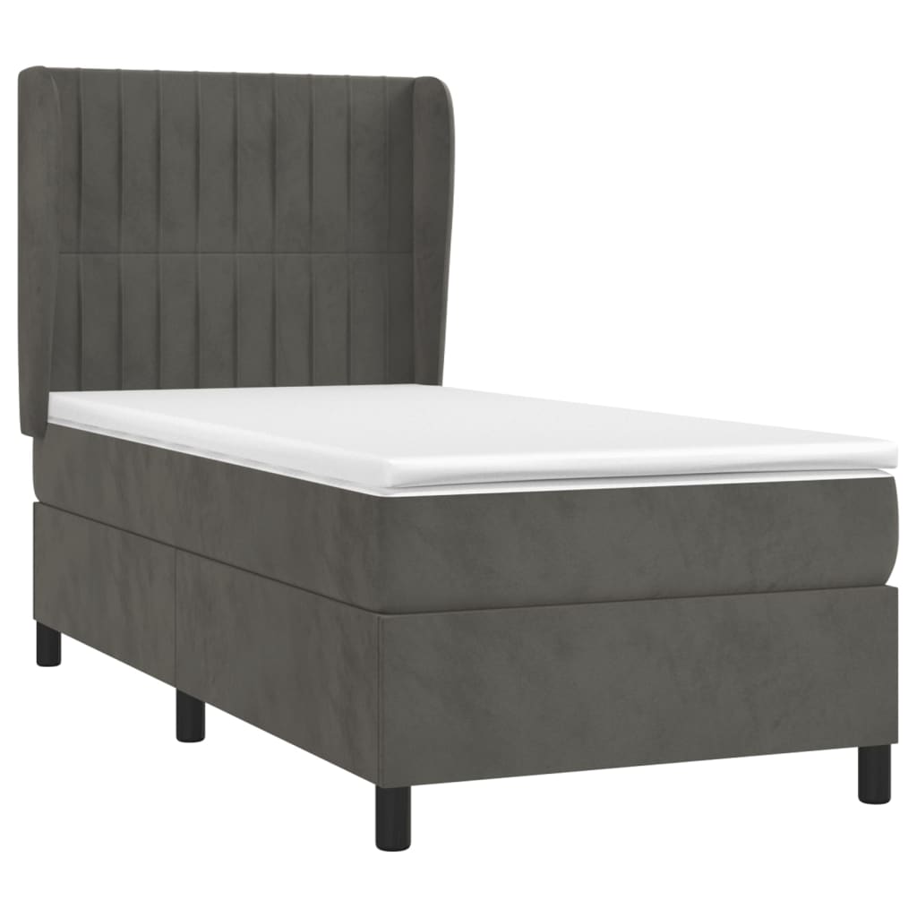 vidaXL Cama box spring con colchón terciopelo gris oscuro 100x200 cm