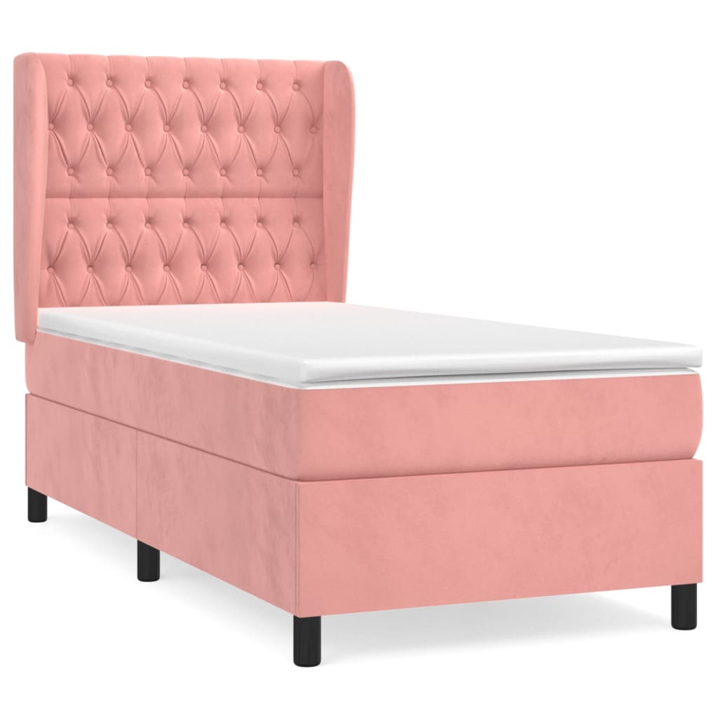 vidaXL Cama box spring con colchón terciopelo rosa 100x200 cm