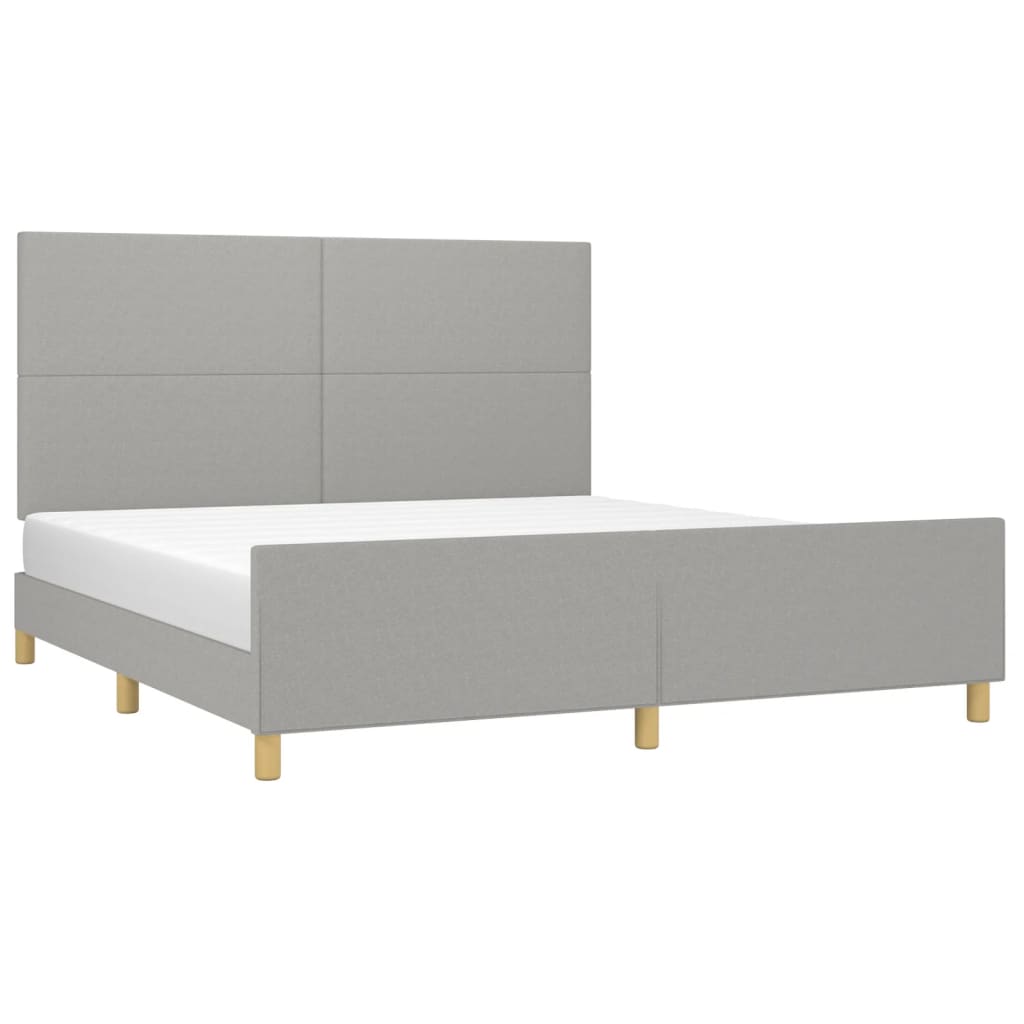 vidaXL Estructura de cama con cabecero gris claro tela 180x200 cm