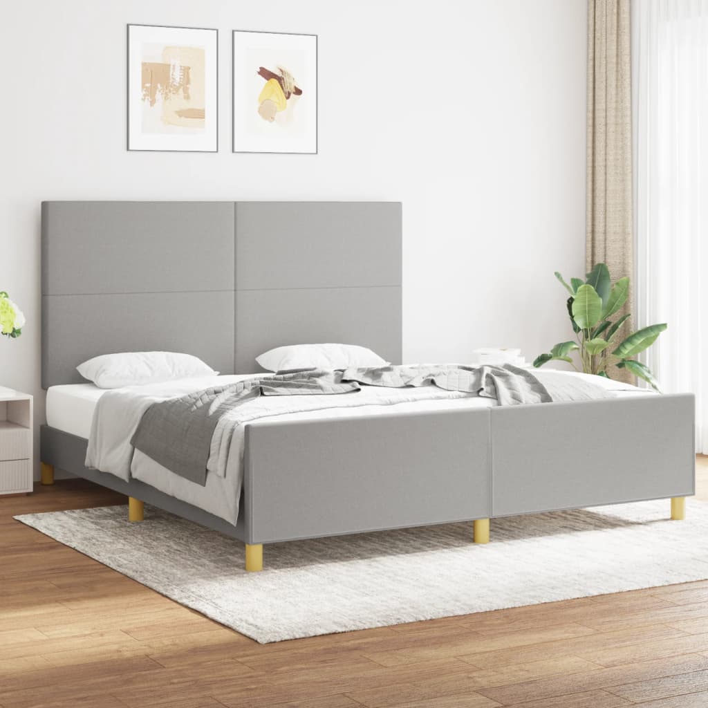 vidaXL Estructura de cama con cabecero gris claro tela 180x200 cm