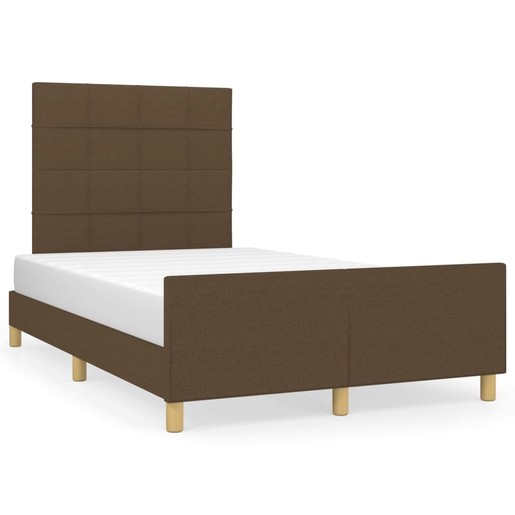 vidaXL Estructura de cama sin colchón tela marrón oscuro 120x200 cm