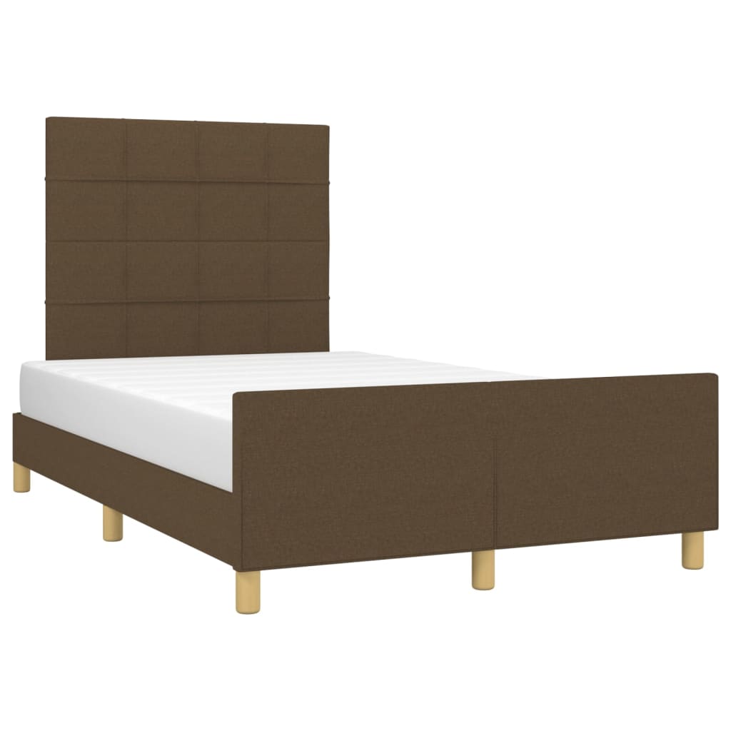 vidaXL Estructura de cama sin colchón tela marrón oscuro 120x200 cm