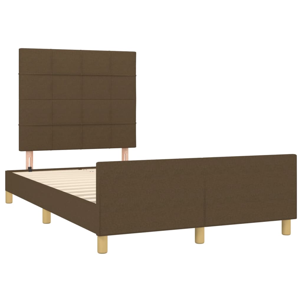 vidaXL Estructura de cama sin colchón tela marrón oscuro 120x200 cm