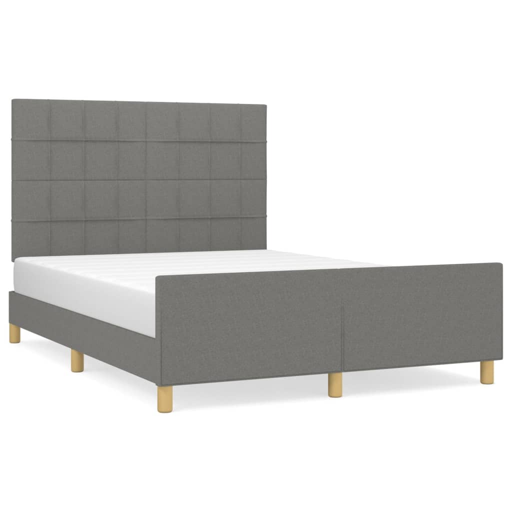 vidaXL Cama sin colchón tela gris oscuro 140x190 cm