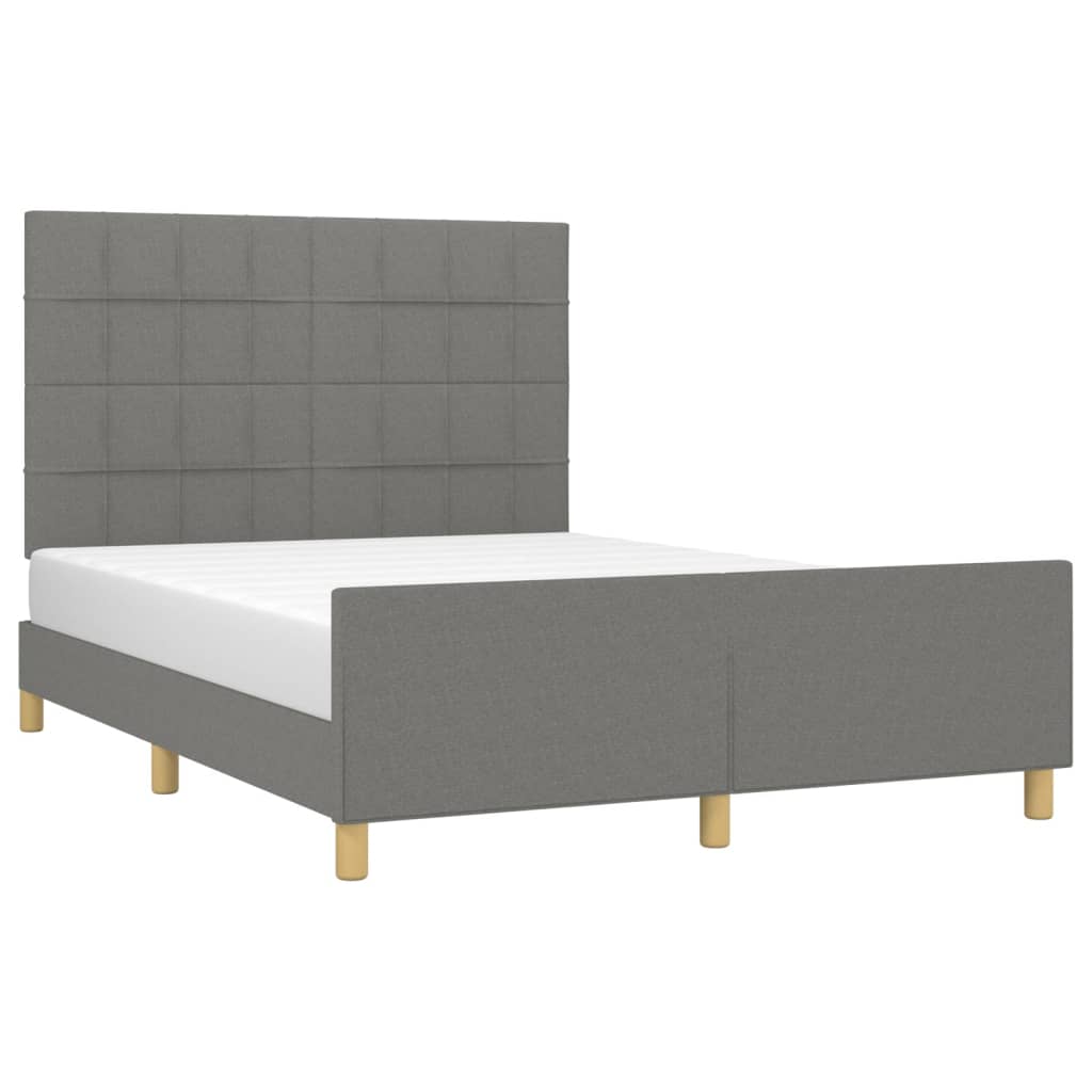 vidaXL Cama sin colchón tela gris oscuro 140x190 cm