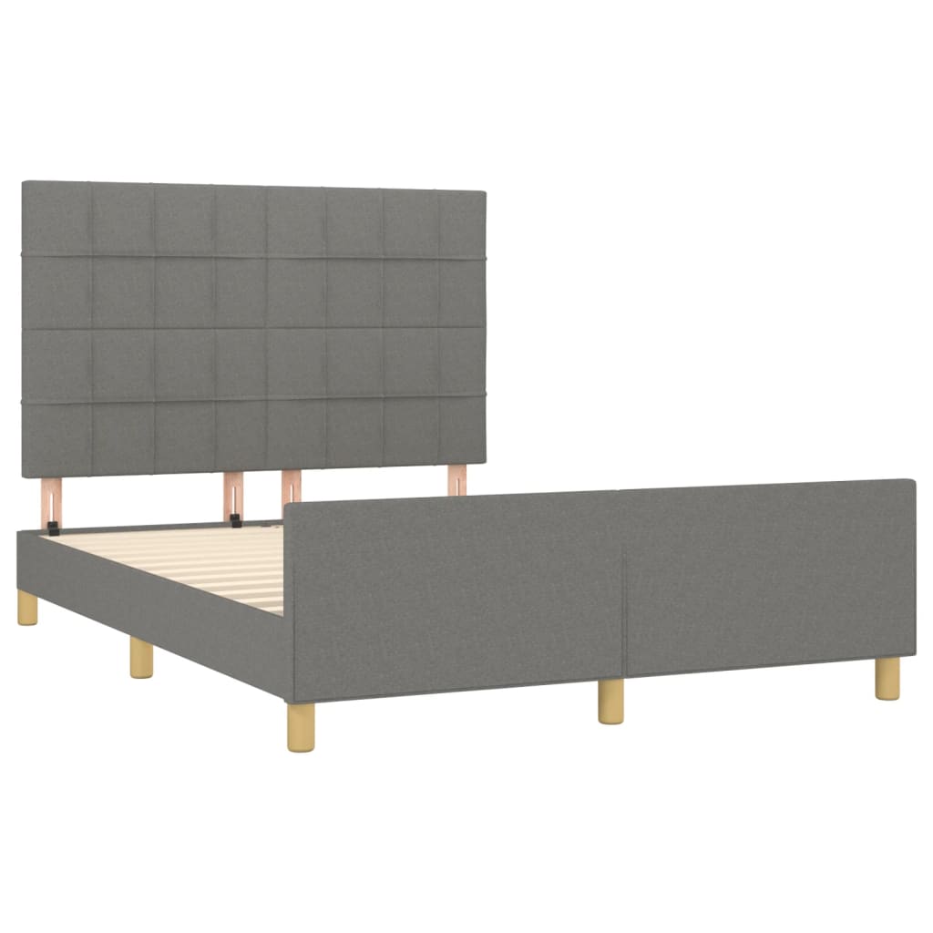 vidaXL Cama sin colchón tela gris oscuro 140x190 cm