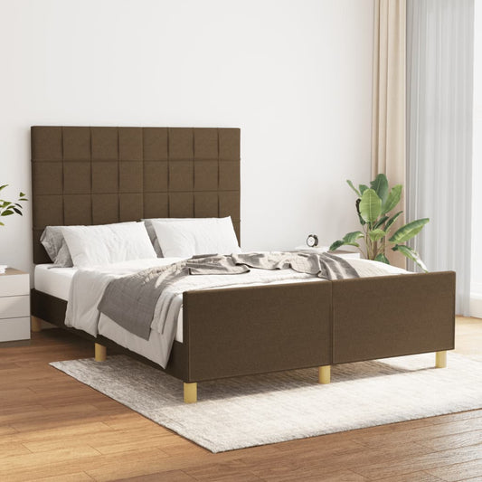 vidaXL Estructura de cama con cabecero de tela marrón oscuro 140x190cm