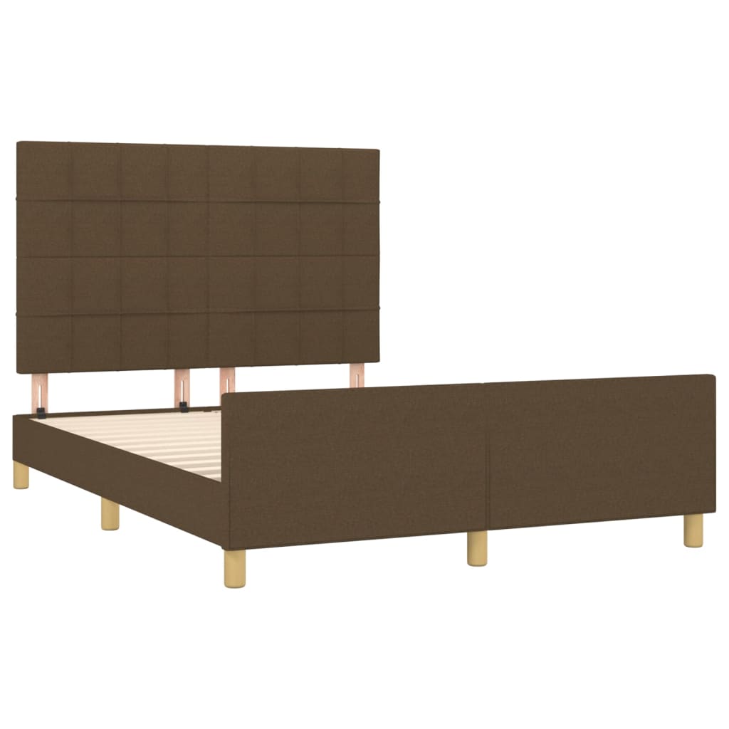 vidaXL Estructura de cama con cabecero de tela marrón 140x200 cm